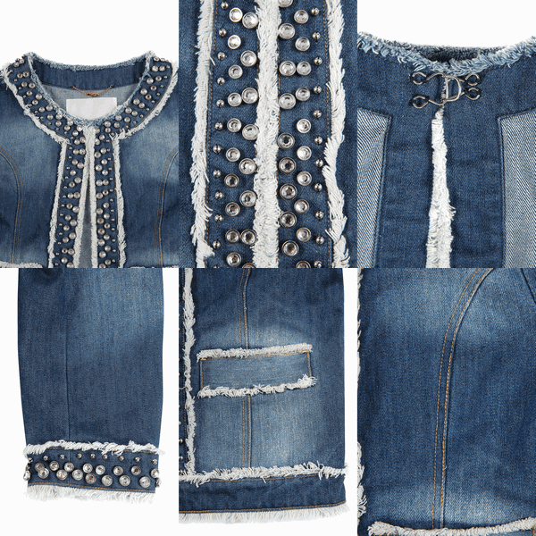 Rady 通販 ノーカラースタッズジュエリーデニムジャケット